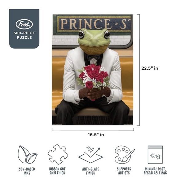 Genuine Fred Puzzle Complete Kiss Me 500 Piece Frog Prince - Picture 3 of 4